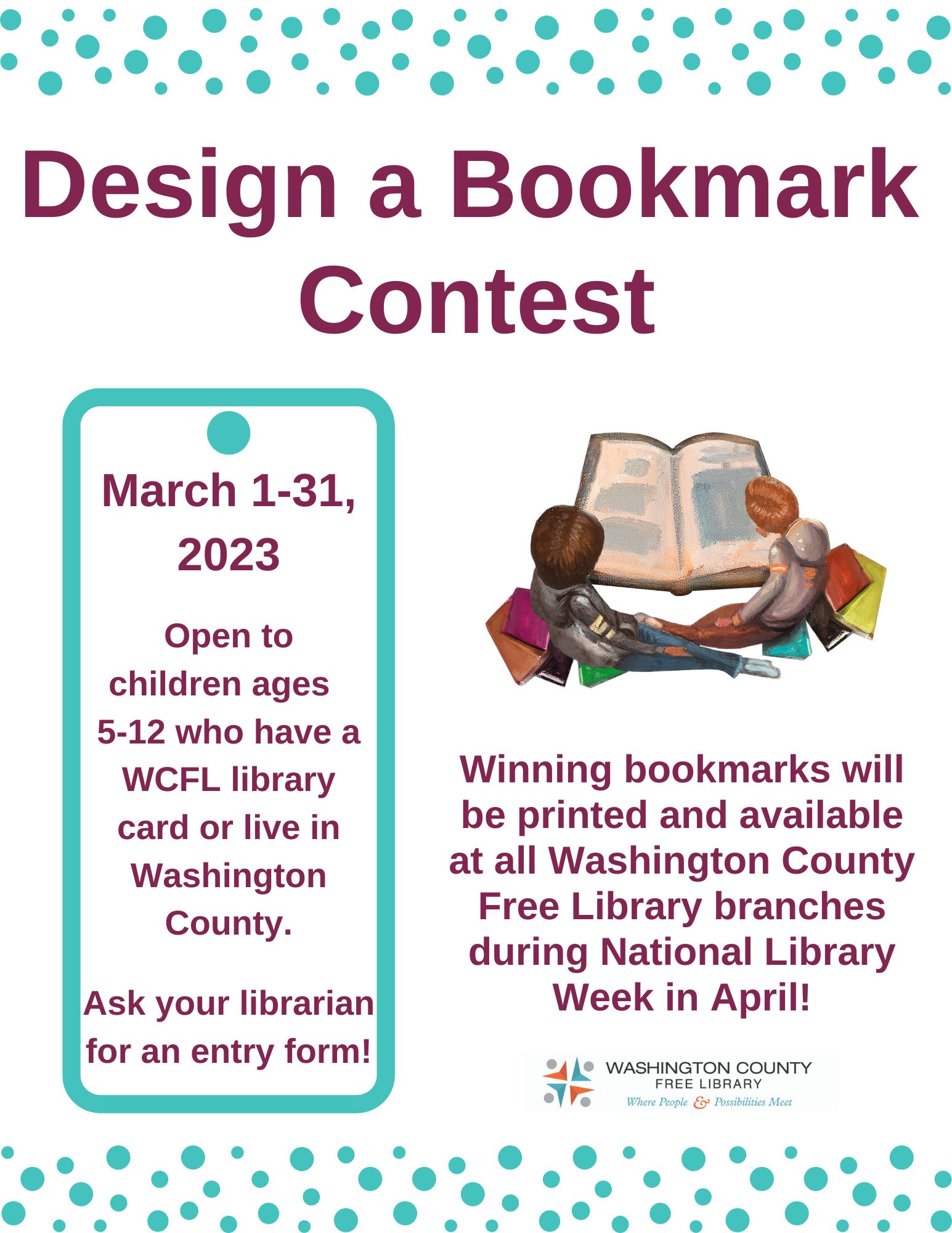 Design a Bookmark Contest Washington County Free Library